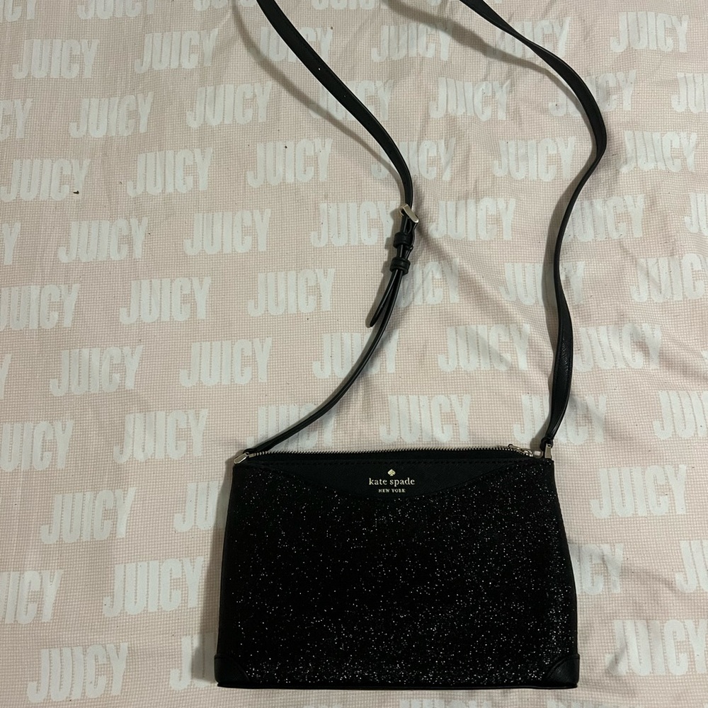 Kate spade sparkly black crossbody purse and wallet
